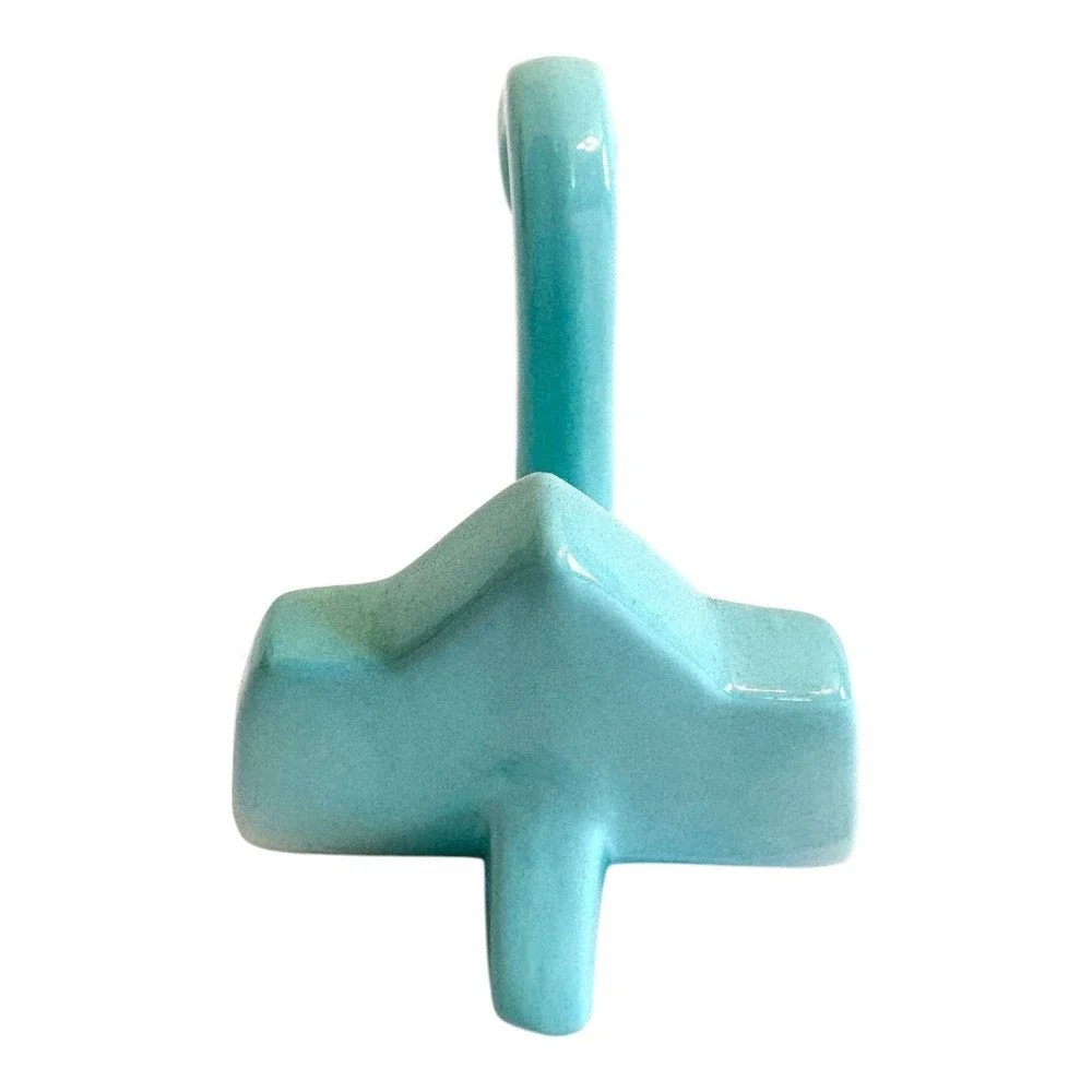 Vintage Ceramic Swan Towel Holder Blue Turquoise Glazed 1980s Retro Decor